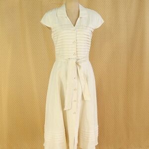 Ivory linen button front dress, Jones New York